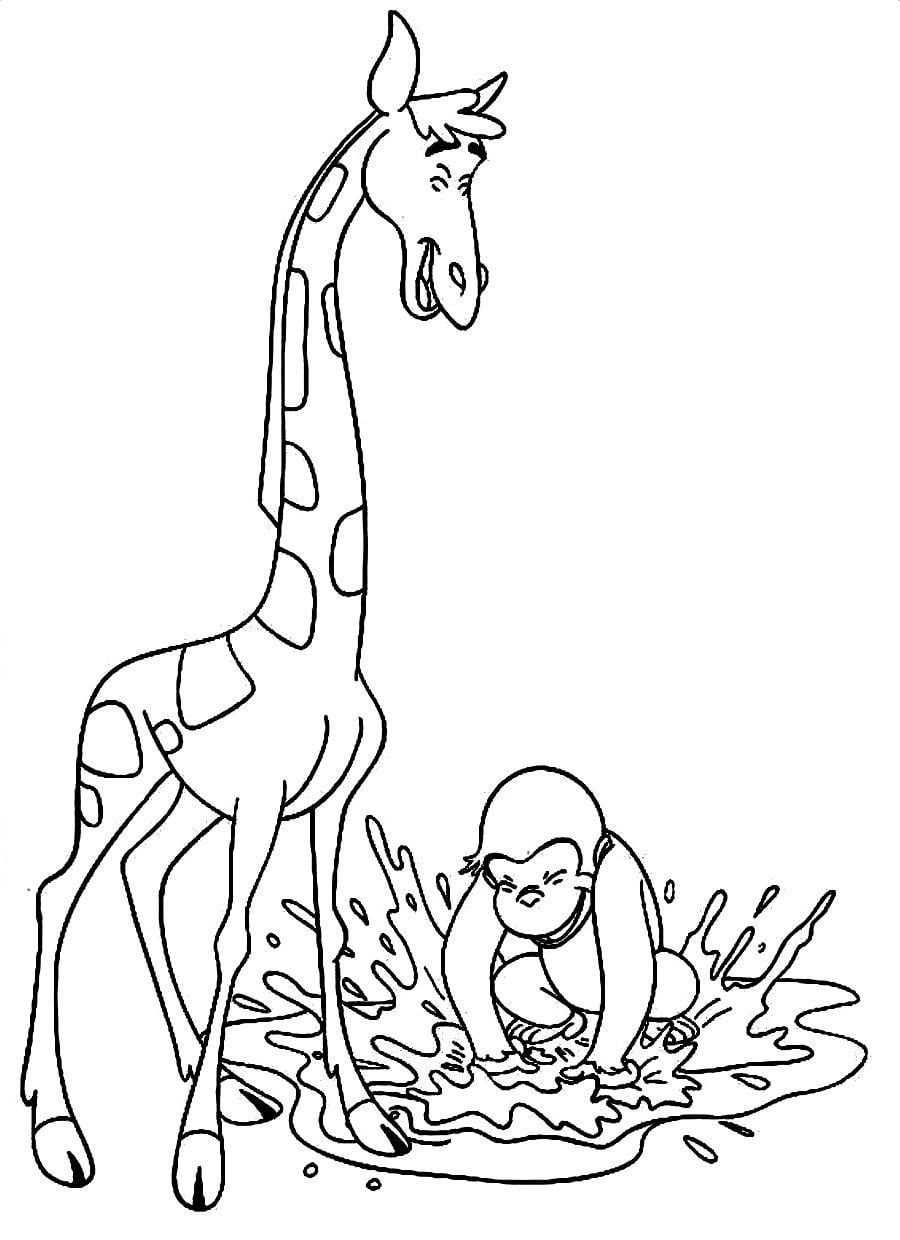 Desenho De Girafa E Macaco Para Colorir