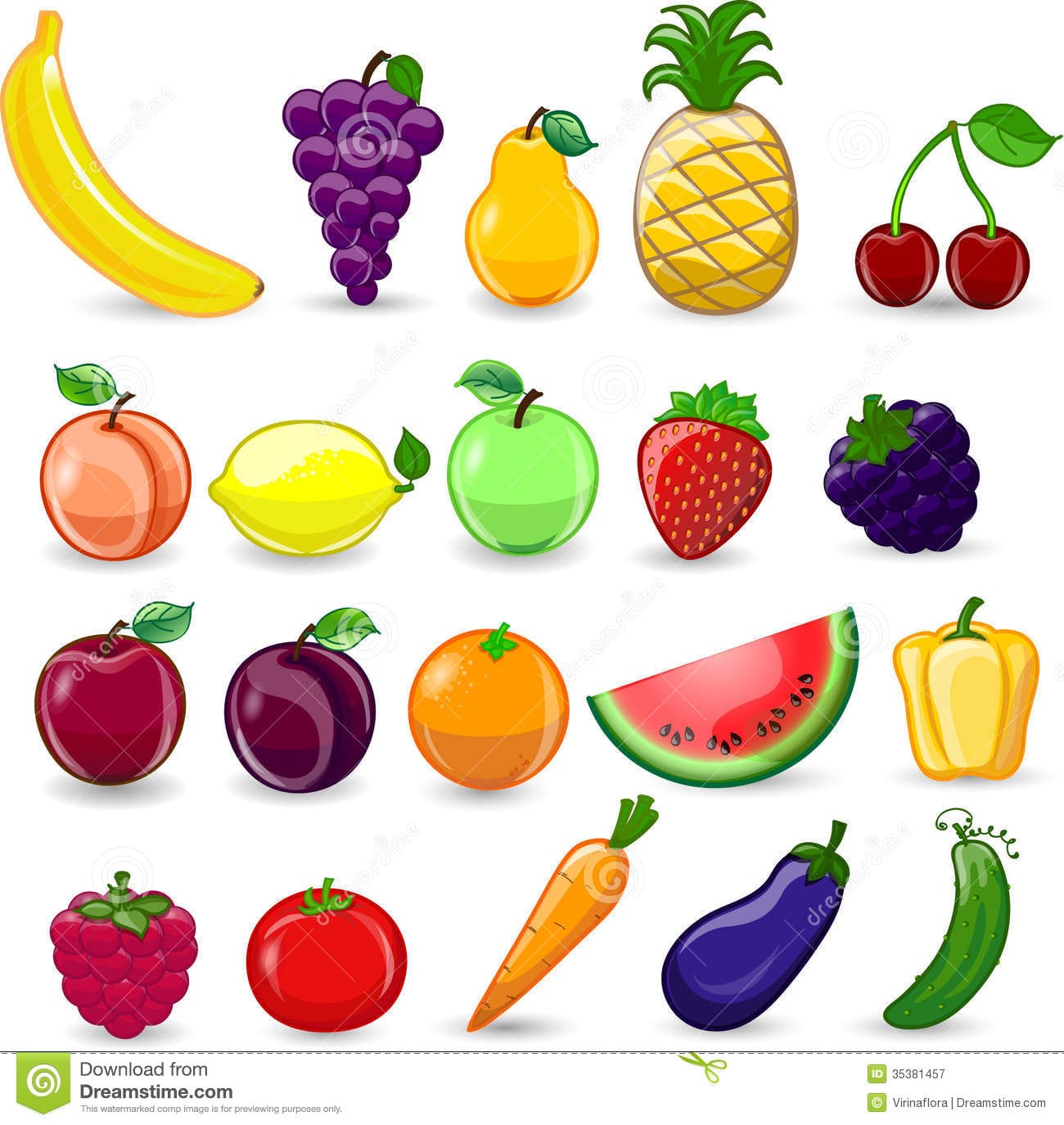 Frutas E Legumes Dos Desenhos Animados, Vetor Fotografia De Stock