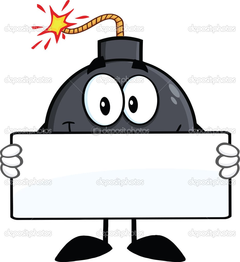 Personagem De Desenho Animado EngraÃ§ado Bomba Segurando Um Banner