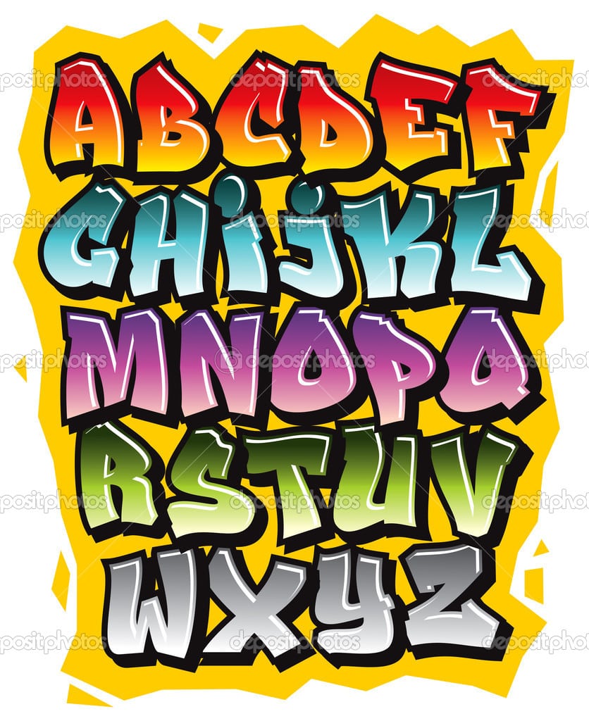 Alfabeto De Fonte Doodle Graffiti Quadrinhos Desenhos Animados