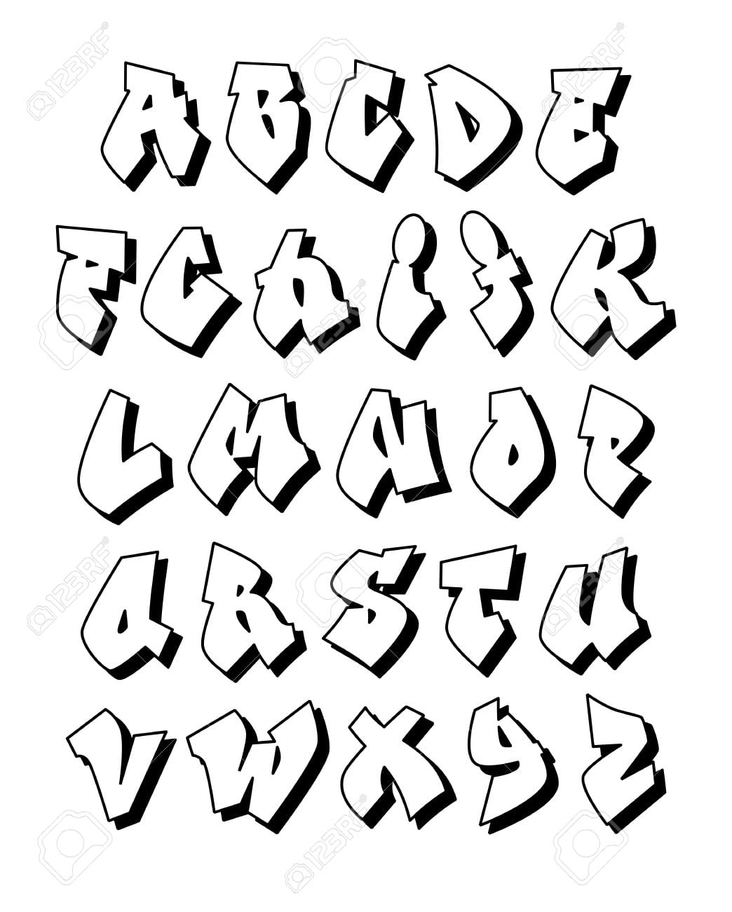 Alfabeto Graffiti  Vetor Royalty Free Cliparts, Vetores, E