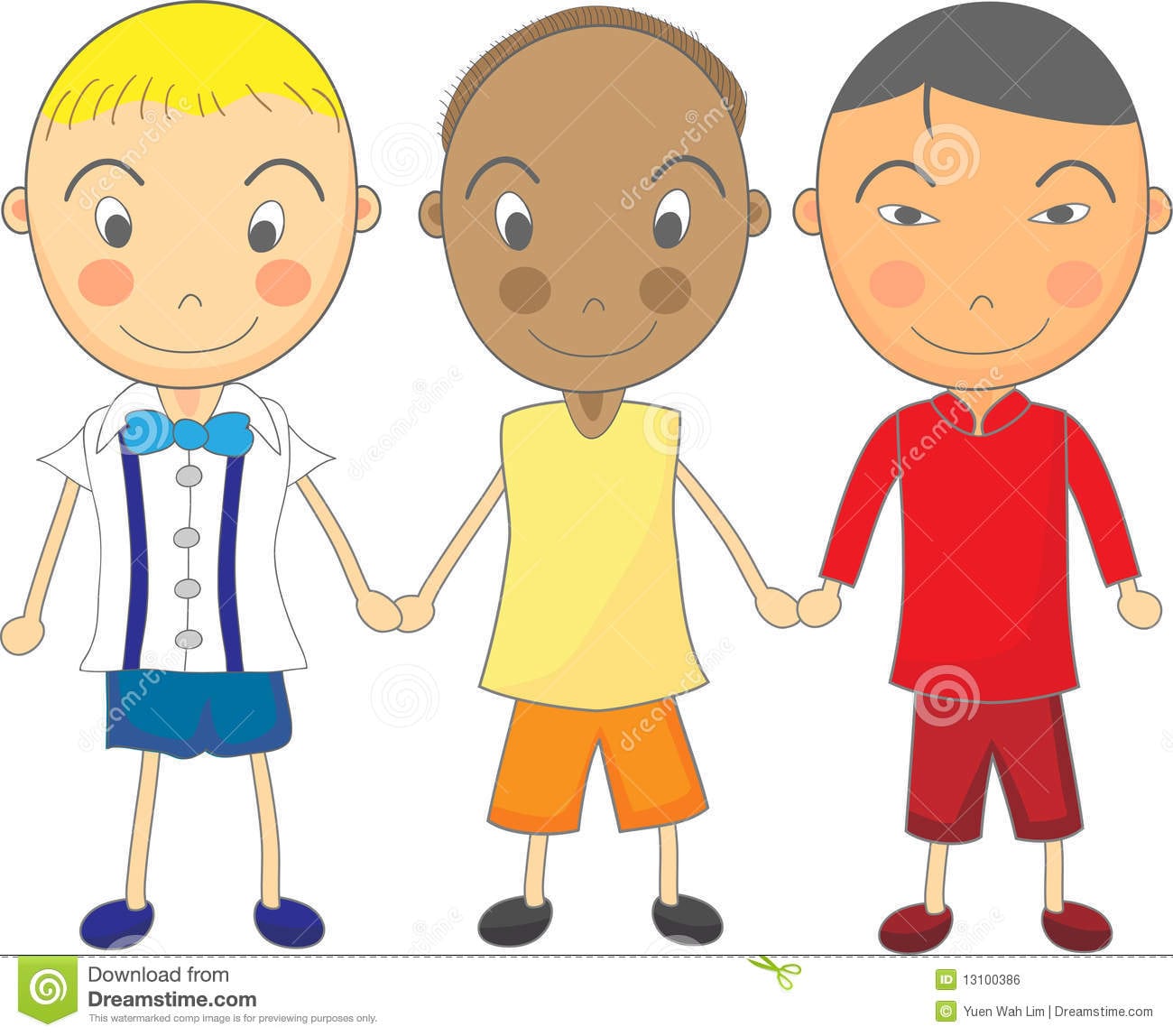 Desenho Bonito Da CrianÃ§a Dos Meninos Multiracial Que Prendem Han