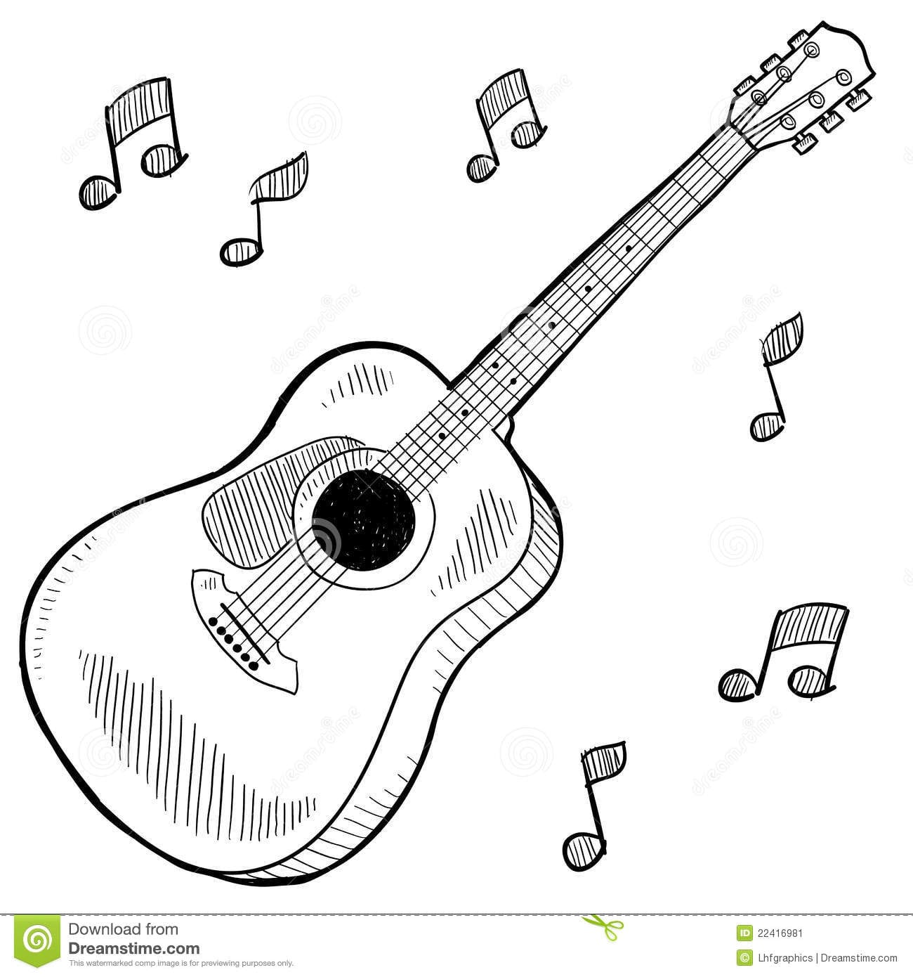 Desenho Da Guitarra AcÃºstica Imagem De Stock