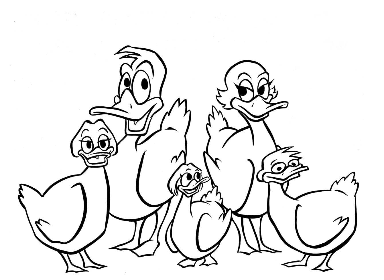 Desenho De FamÃ­lia De Patos Para Colorir