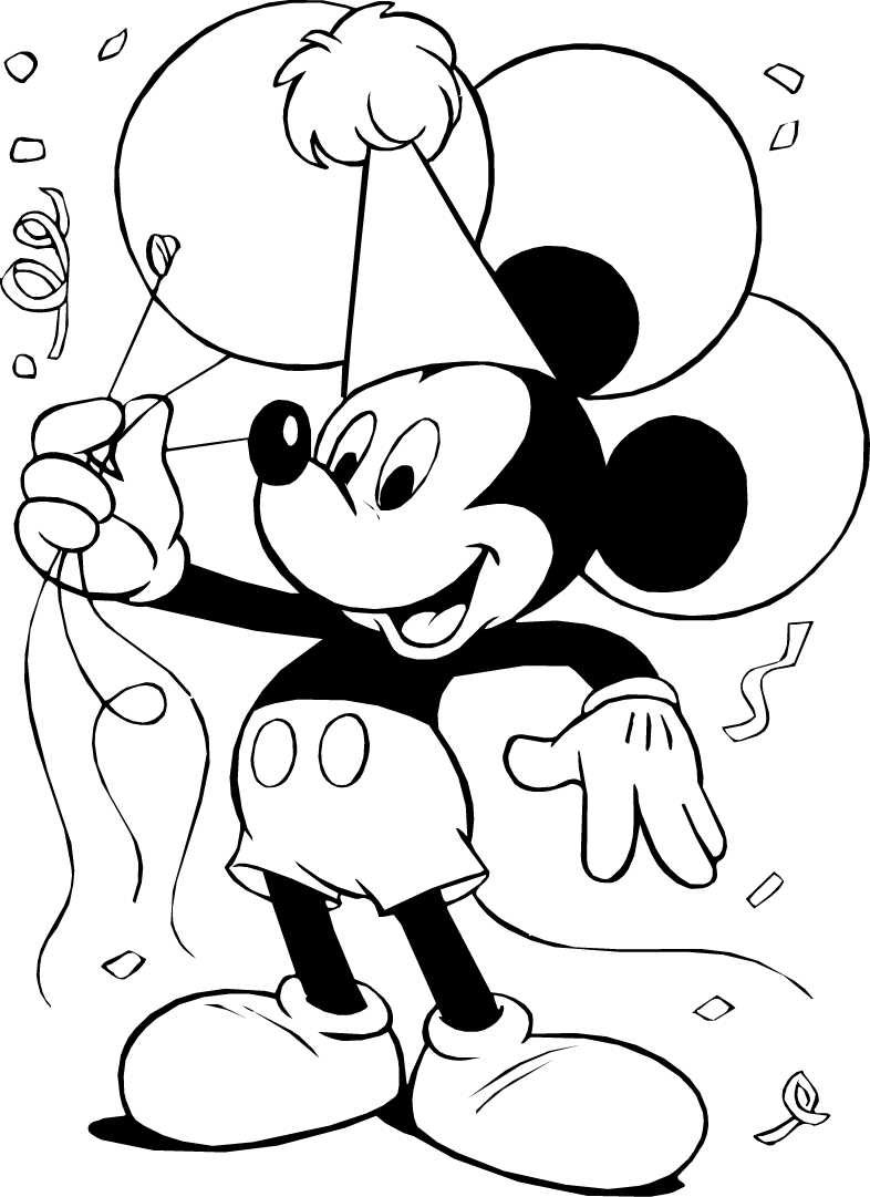 Desenho De Festa De AniversÃ¡rio Do Mickey Para Colorir