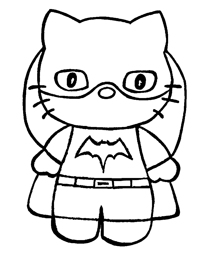 Desenho De Hello Kitty Batman Para Colorir