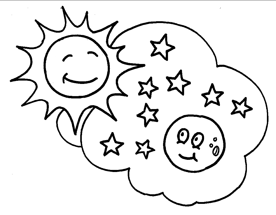 Desenho De Sol, Lua E Estrelinhas Para Colorir
