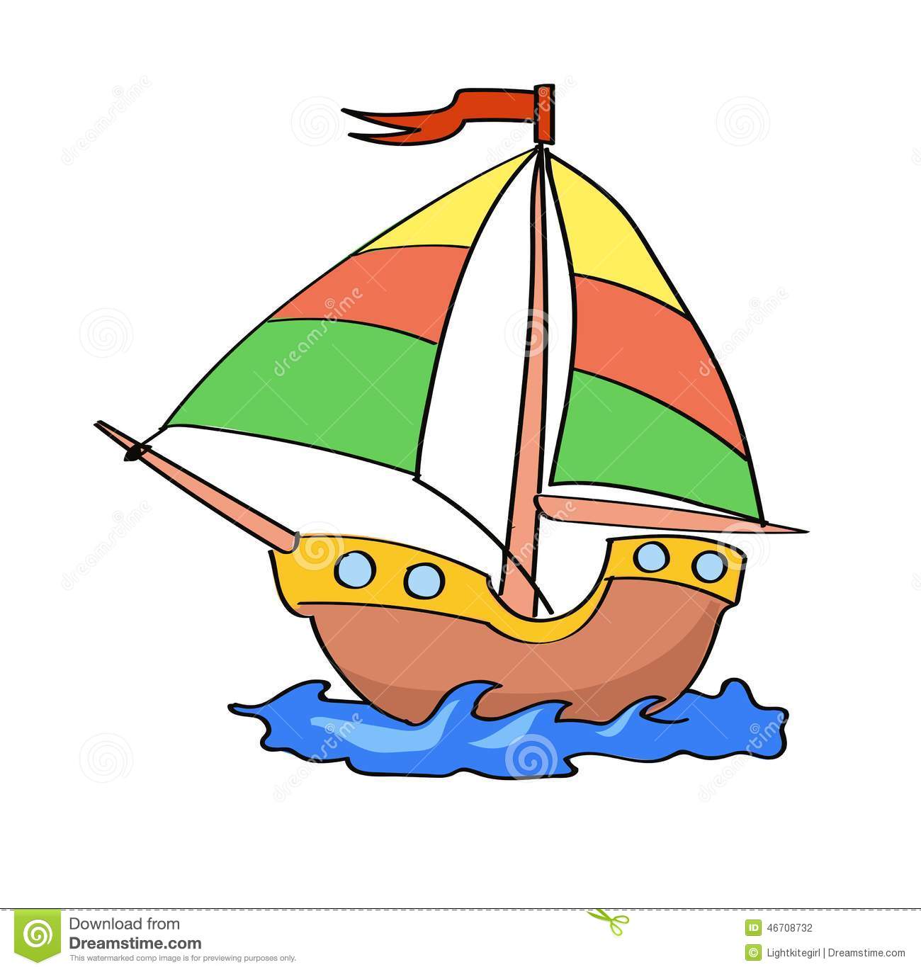 Desenhos Animados Do Barco Coloridos Em Um Fundo Branco IlustraÃ§Ã£o