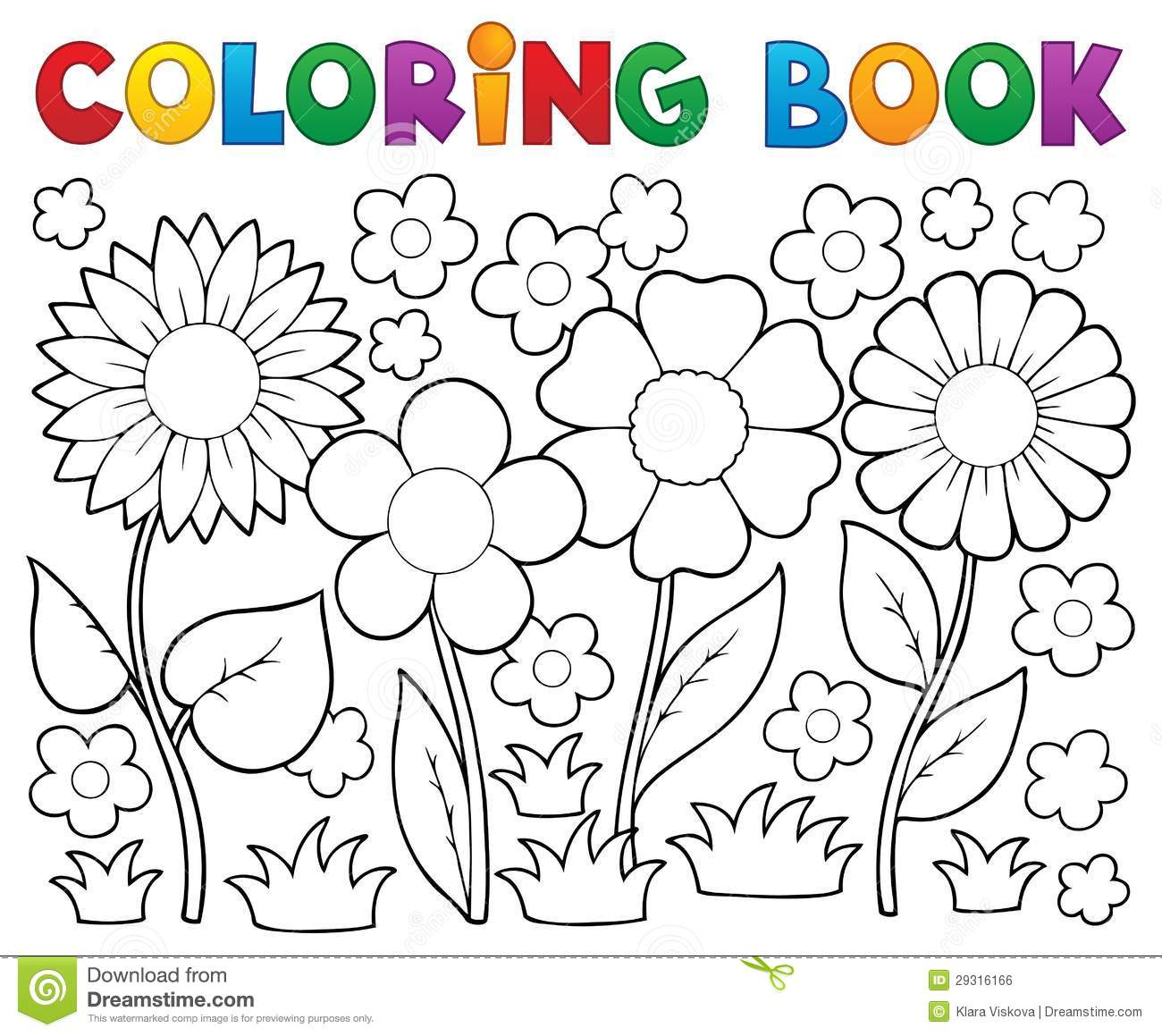 Livro Para Colorir Com Tema Da Flor Imagem De Stock Royalty Free
