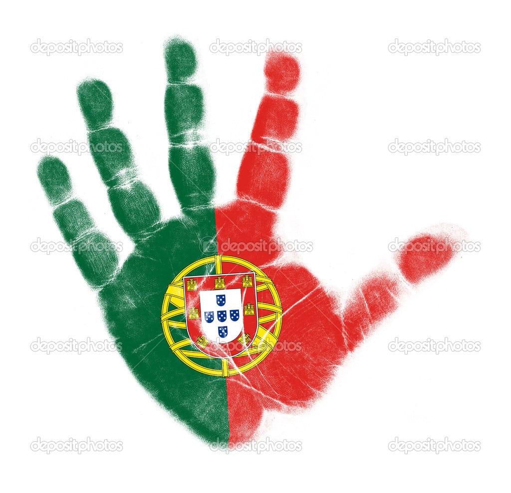 Palma De Bandeira De Portugal Imprimir Isolado No Fundo Branco