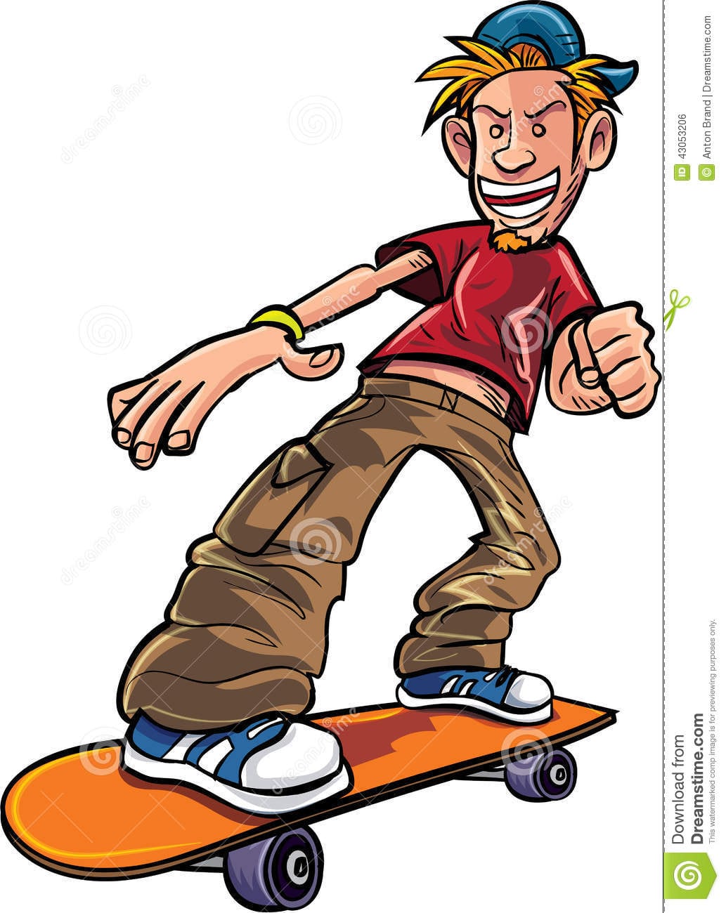 Skater Dos Desenhos Animados Em Seu Skate IlustraÃ§Ã£o Stock