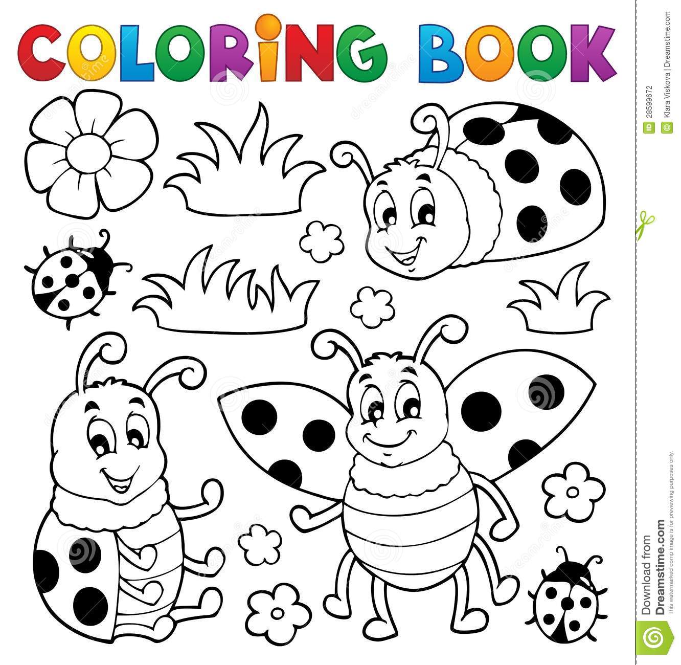 Tema 1 Do Joaninha Do Livro Para Colorir Fotografia De Stock