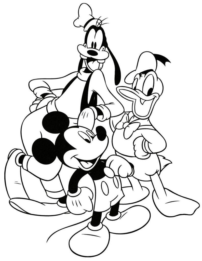 Mickey Pateta E Pato Donald â Desenhos Para Colorir