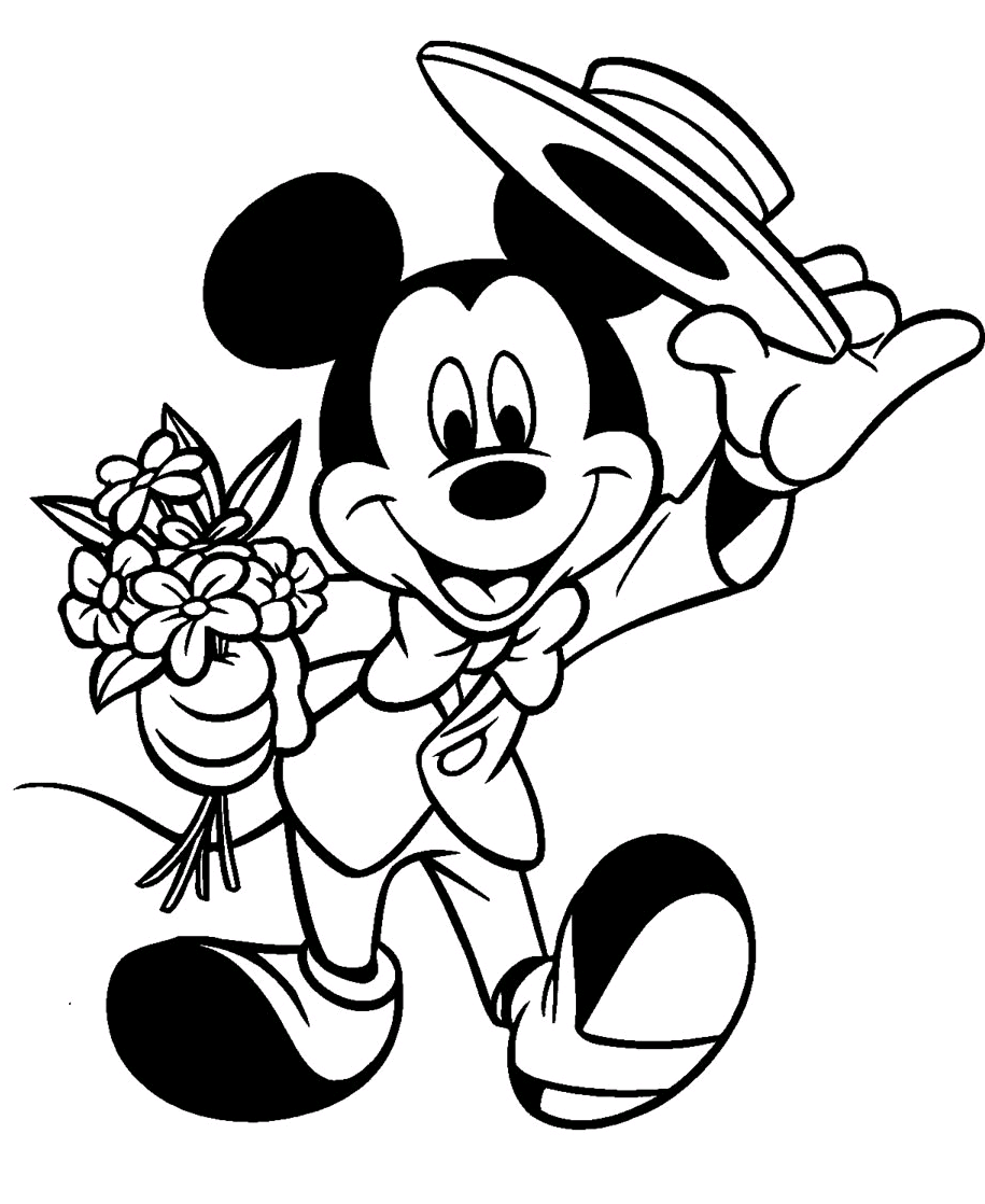 Disney Coloring Pages  Disney Valentine Colorng Pages With Mickey