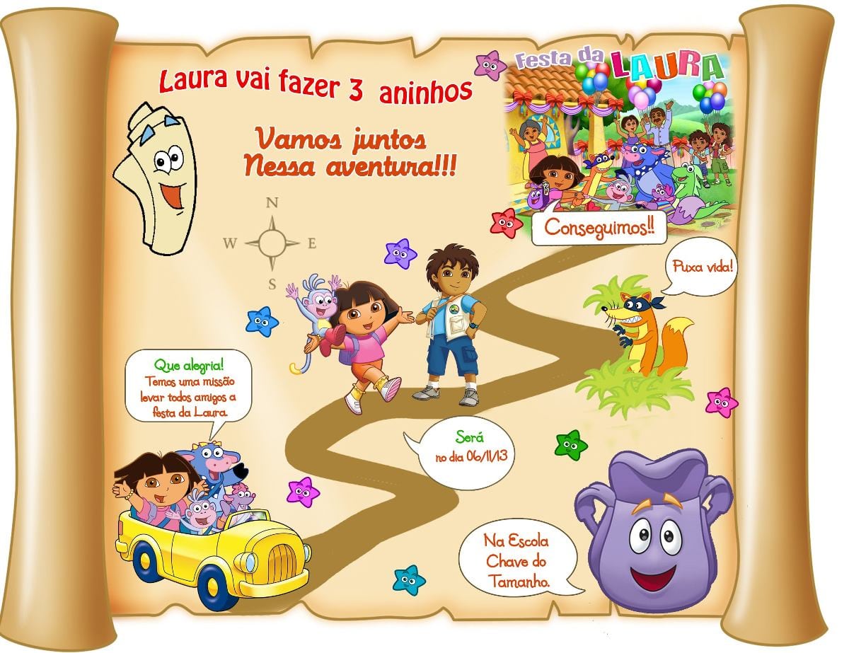 Convite Mapa Da Dora Aventureira