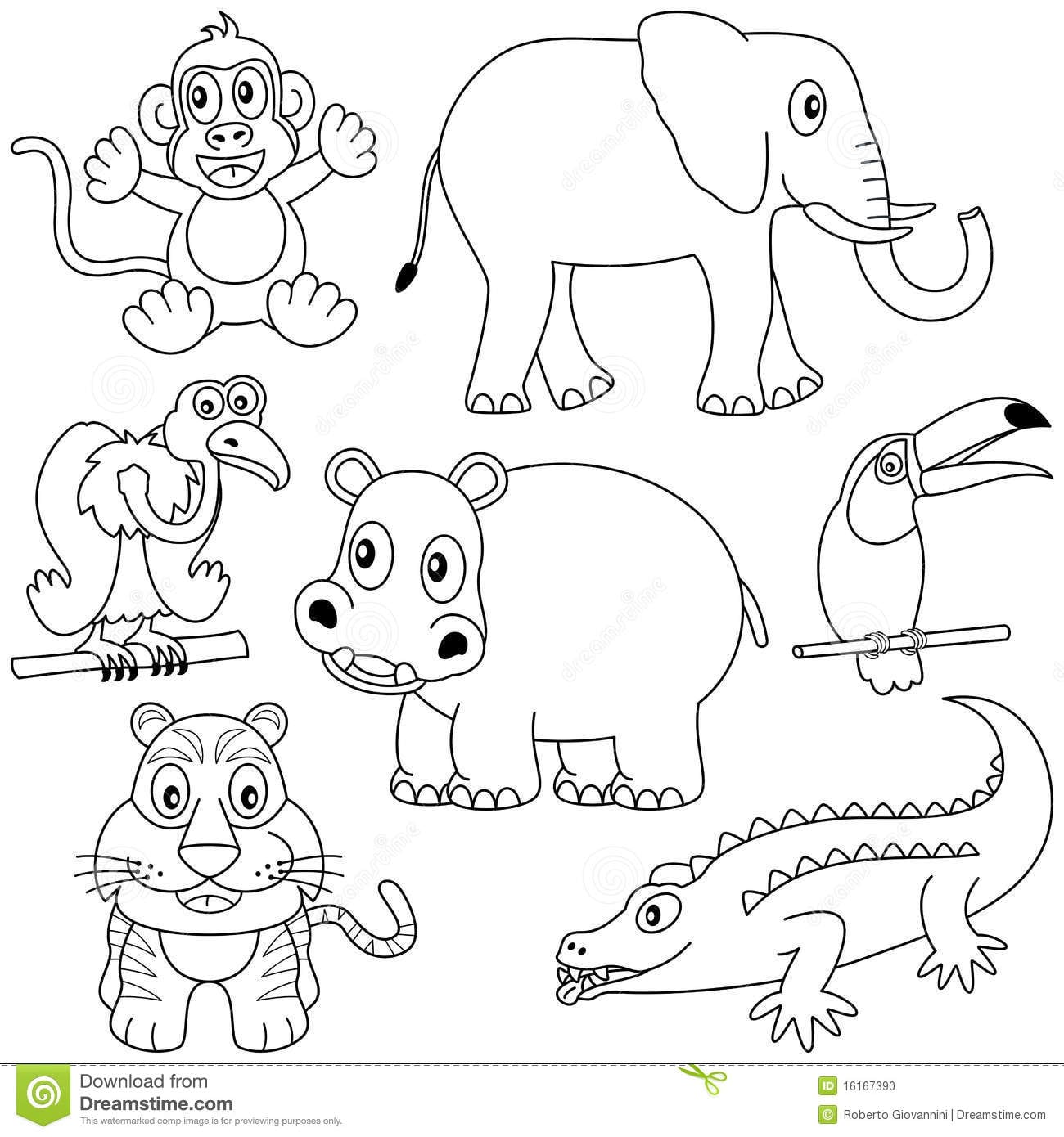 Group Of Wild Animals Coloring Pages