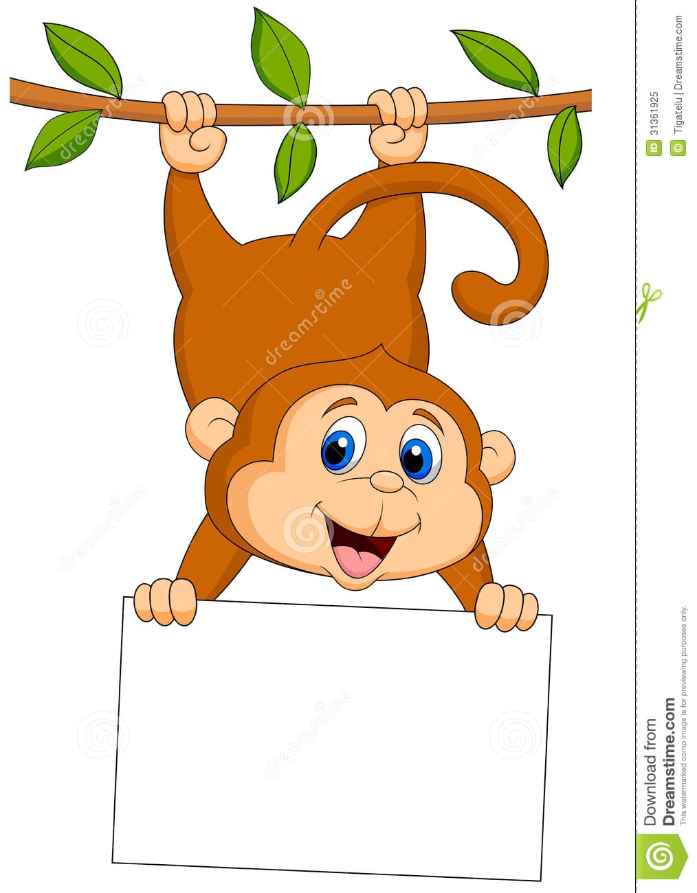 Desenhos Animados Bonitos Do Macaco Com Sinal Vazio, Foto De Stock