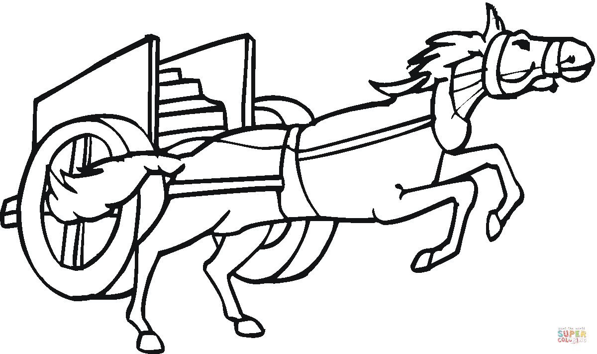 Desenho De Cavalo Puxando Uma Carruagem Para Colorir