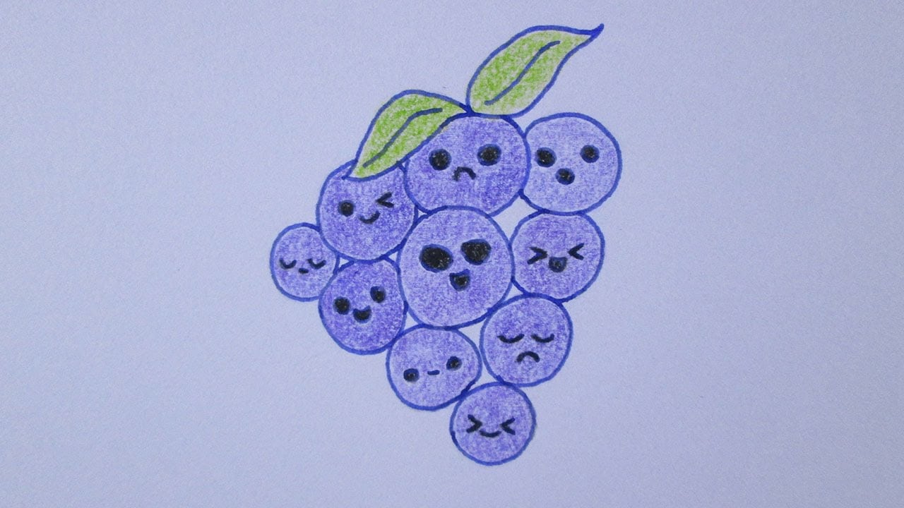 Como Desenhar Um Cacho De Uvas Muito Fofo