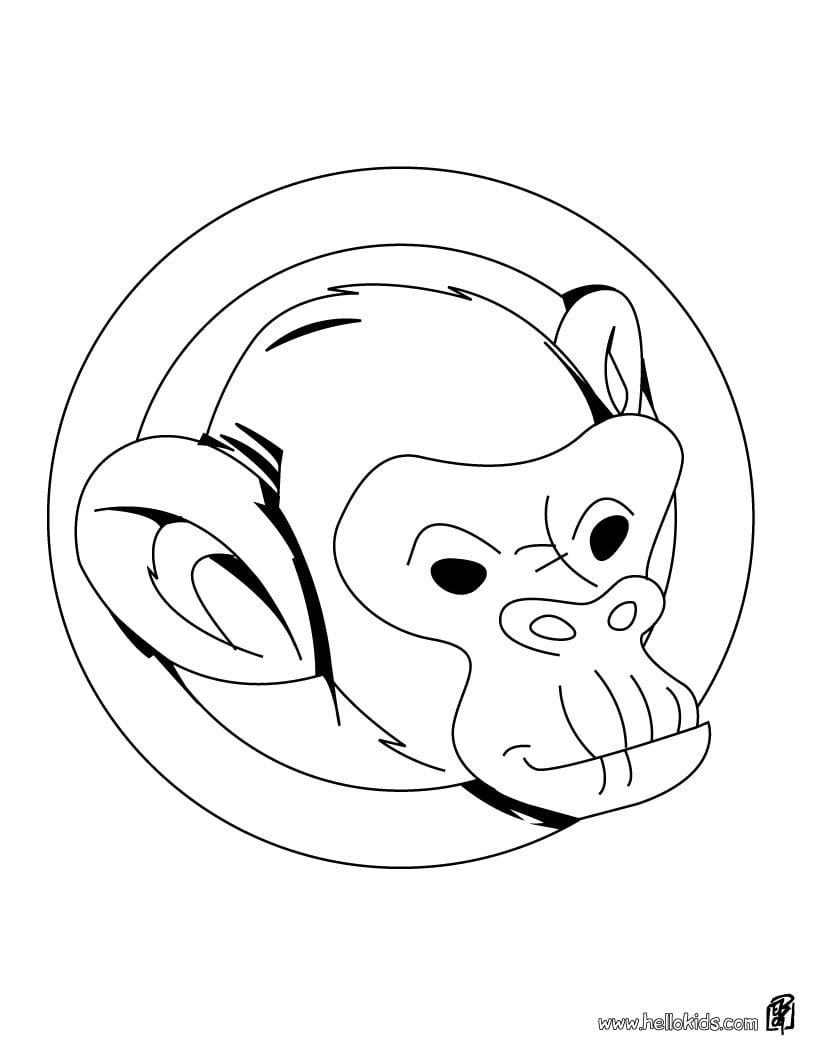 Desenhos Para Colorir De Desenho Da CabeÃ§a De Um Macaco Para