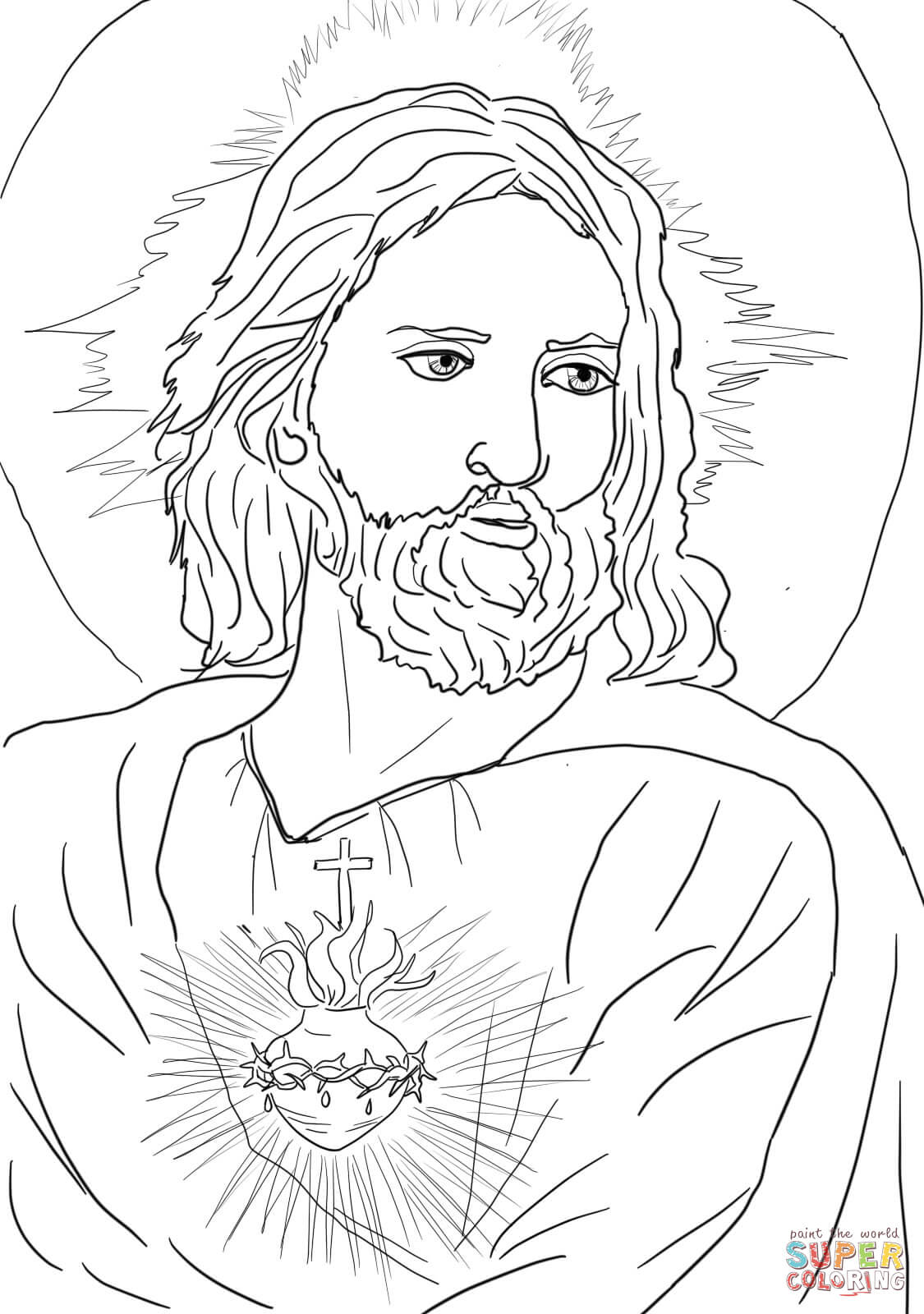 Desenho De Sagrado CoraÃ§Ã£o De Jesus Para Colorir
