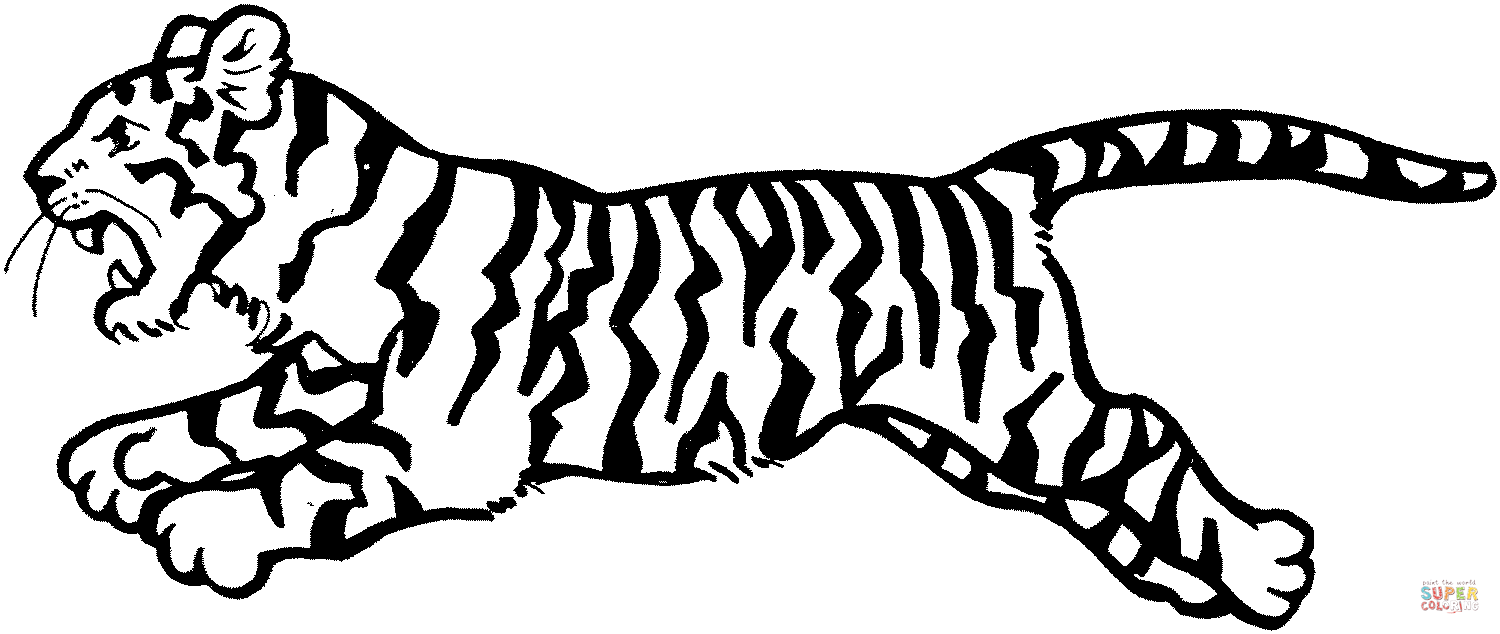 Desenho De Tigre Pula Para Colorir