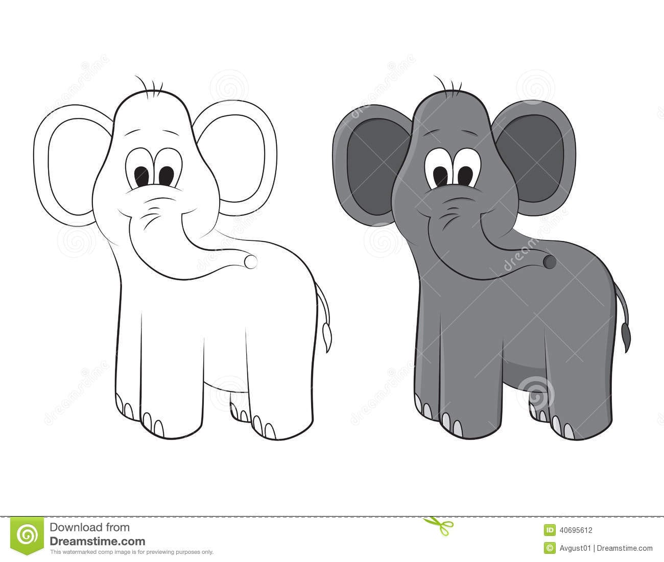 Bosquejo Y Figura De Un Elefante De La Historieta IlustraciÃ³n Del