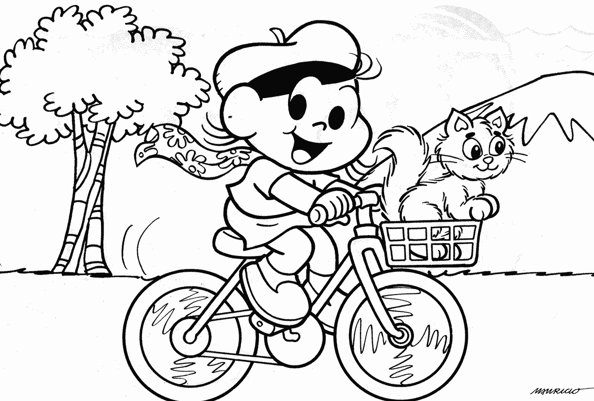 Desenho Da Magali Andando De Bicicleta Com Mingau â Colorir Org