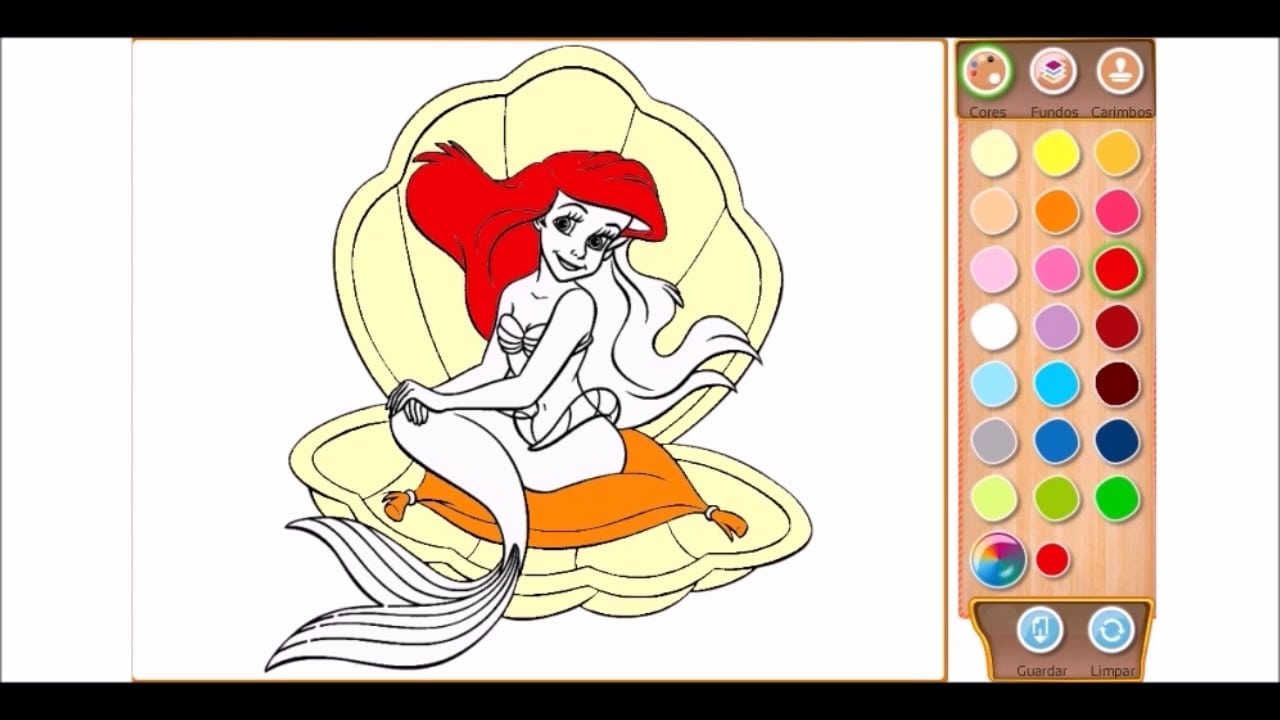 Princesas Disney Ariel Jogo De Colorir Para As CrianÃ§as