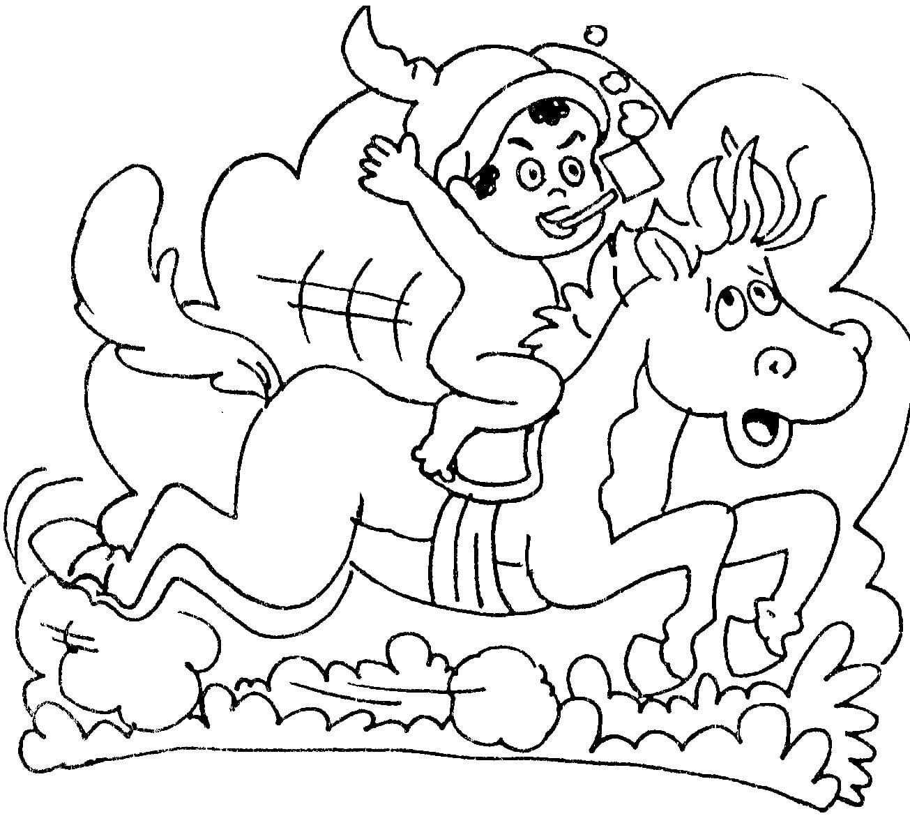 Desenho De Saci E Cavalo Para Colorir