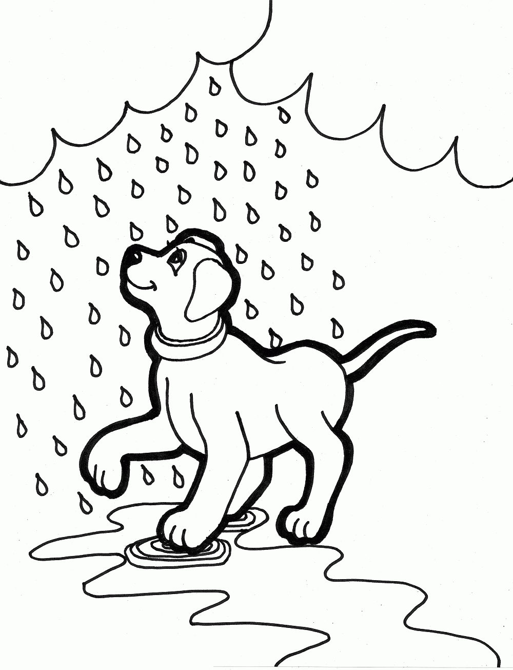 Desenho De Smurf Brincando Na Chuva Para Colorir