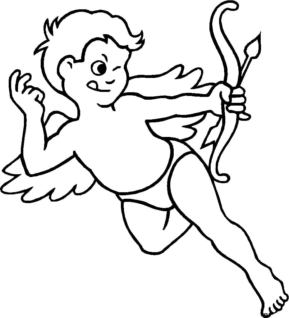 Desenho De Cupido Atirando Flecha Para Colorir