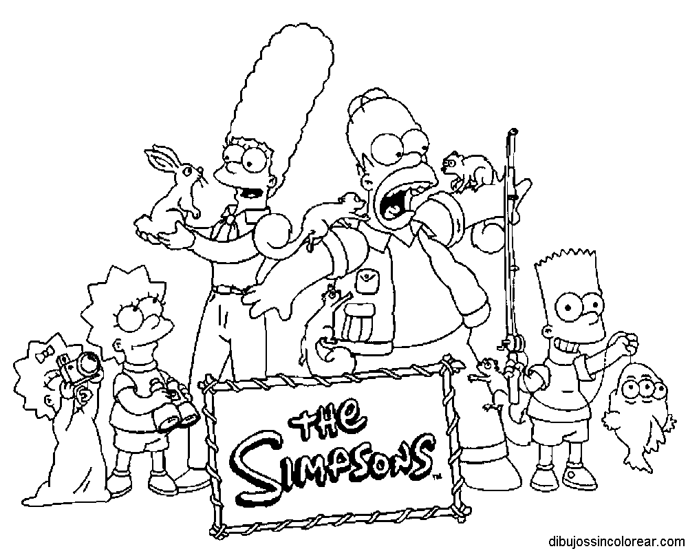 Dibujos Sin Colorear  Dibujos De La Familia Simpsons Para Colorear