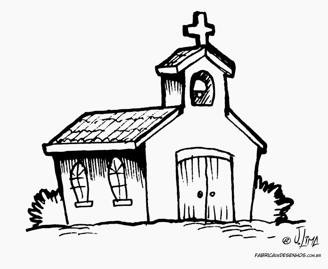 Desenhos Para Pintar  Desenho De Igreja Para Colorir