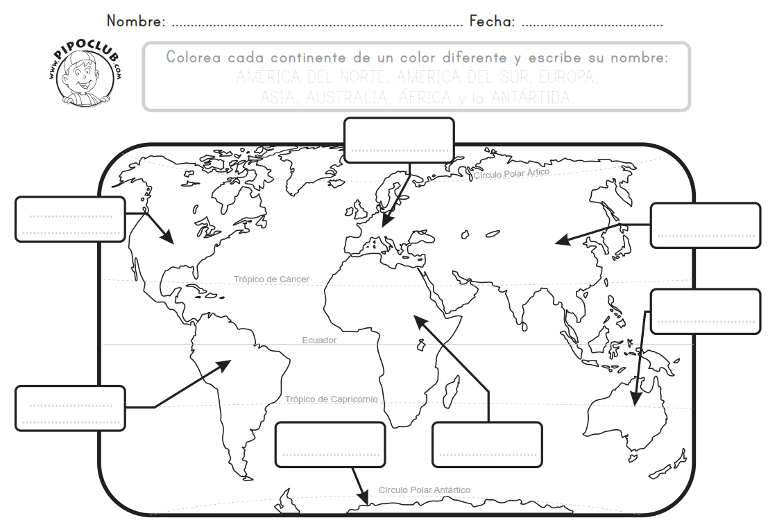 Mapa De Los Continentes Para Imprimir