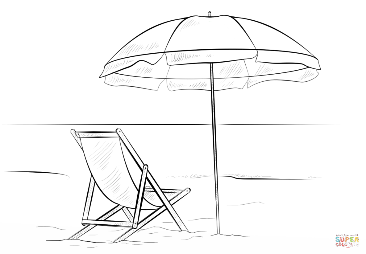 Desenho De Cadeira De Praia E Guarda