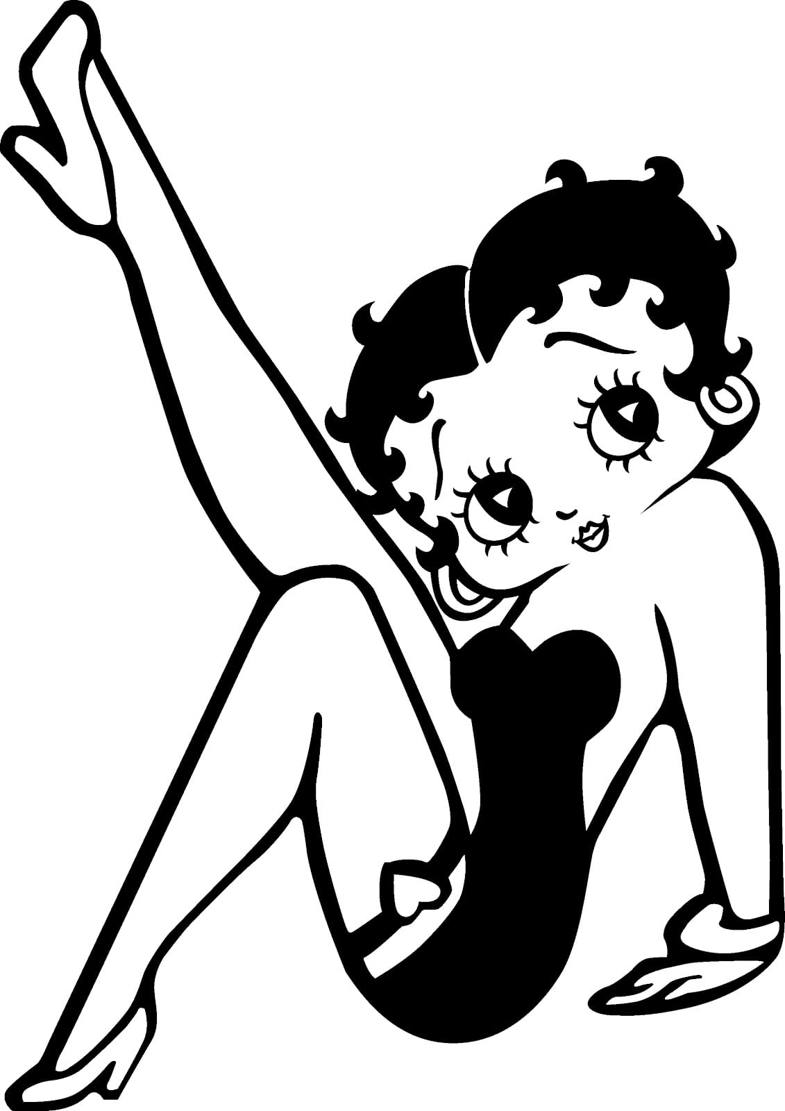 Desenho De Betty Boop Com Perna Pra Cima Para Colorir