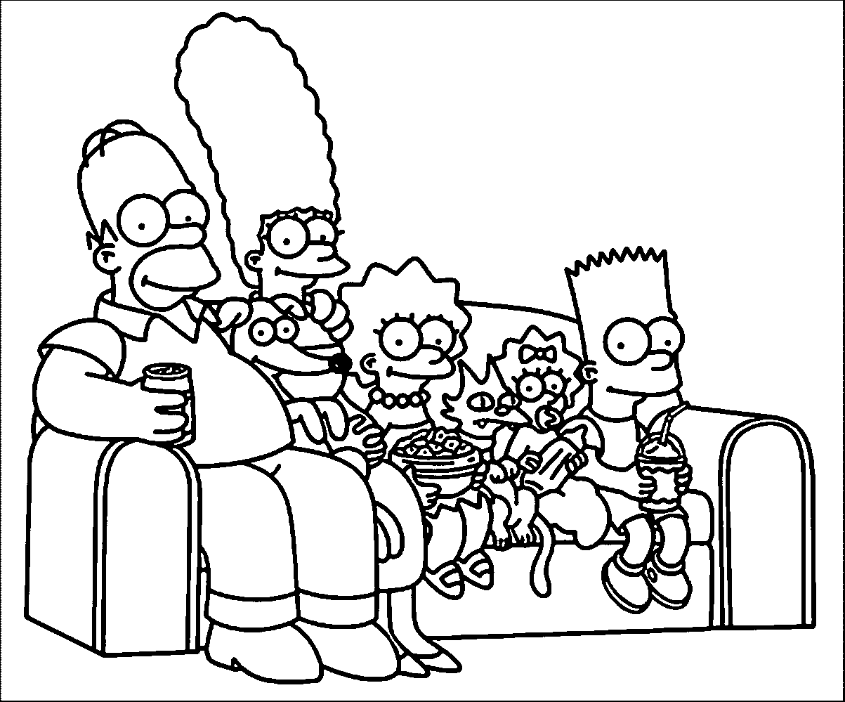 Desenho De FamÃ­lia Simpsons Sentada No SofÃ¡ Para Colorir