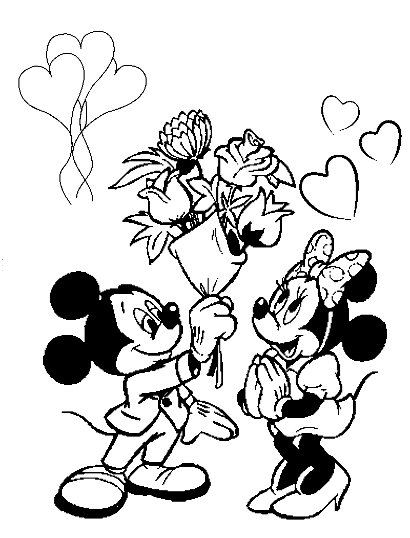 Desenho De Mickey E Minnie No SÃ£o Valentim Para Colorir