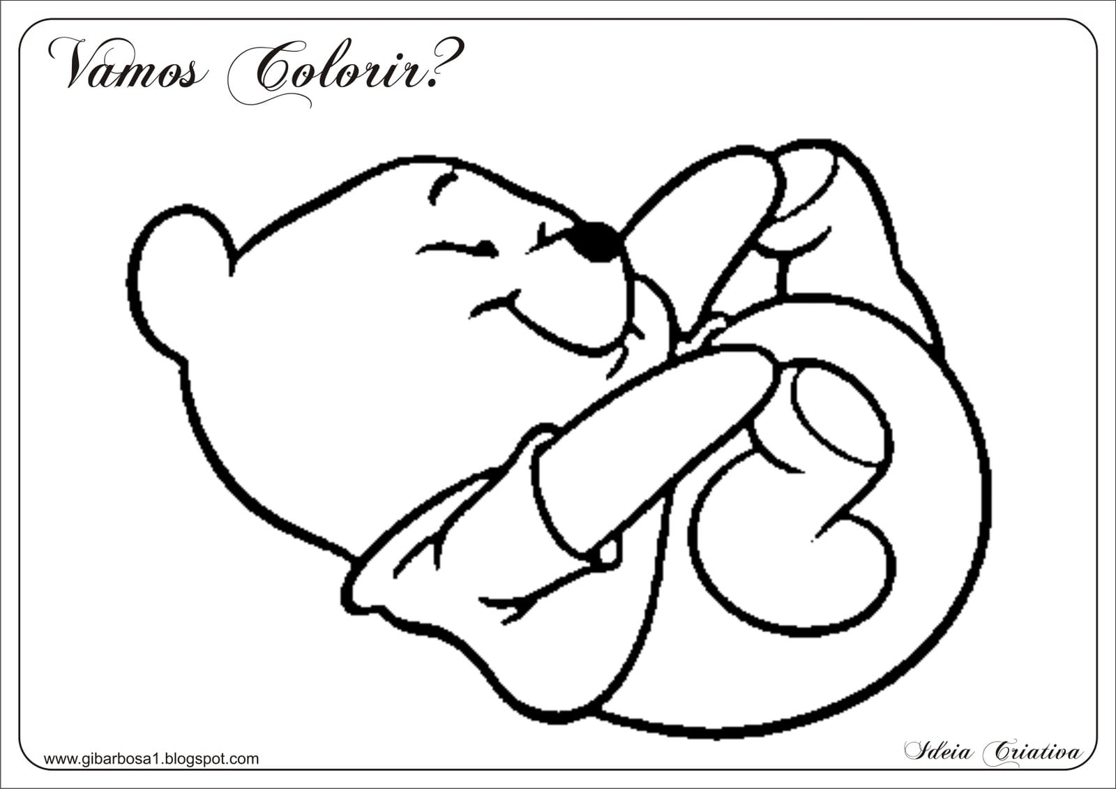 Para Colorir  Ursinho Pooh Deitado