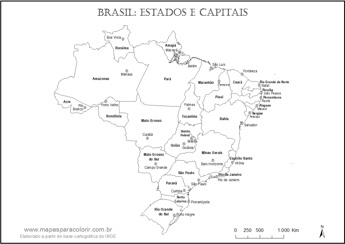 Mapa Do Brasil Para Colorir Com Nomes Dos Estados E Capitais