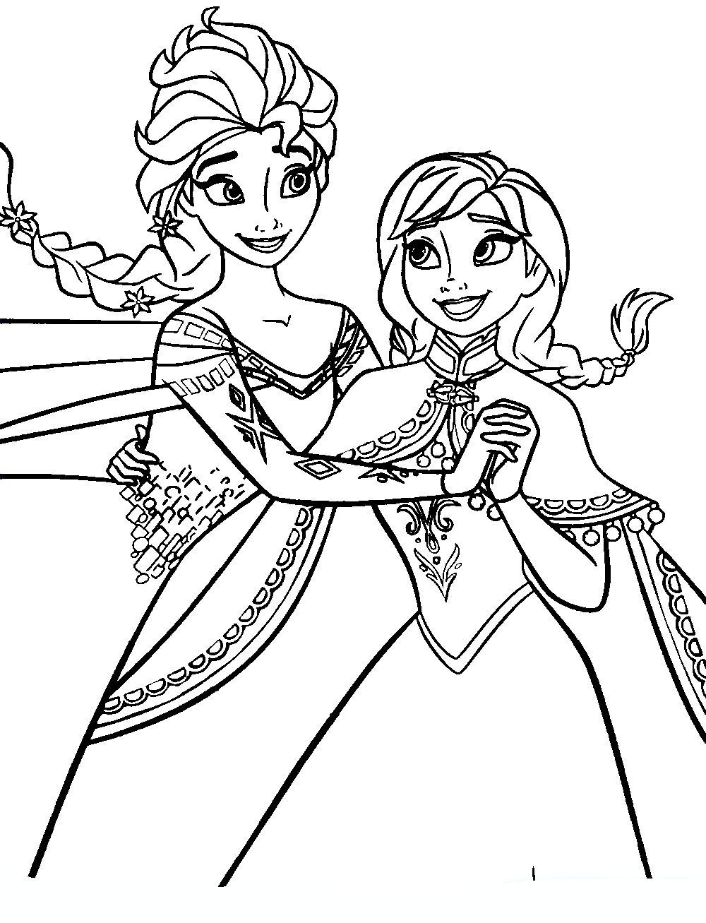 Desenho De Anna E Elsa DanÃ§ando Para Colorir