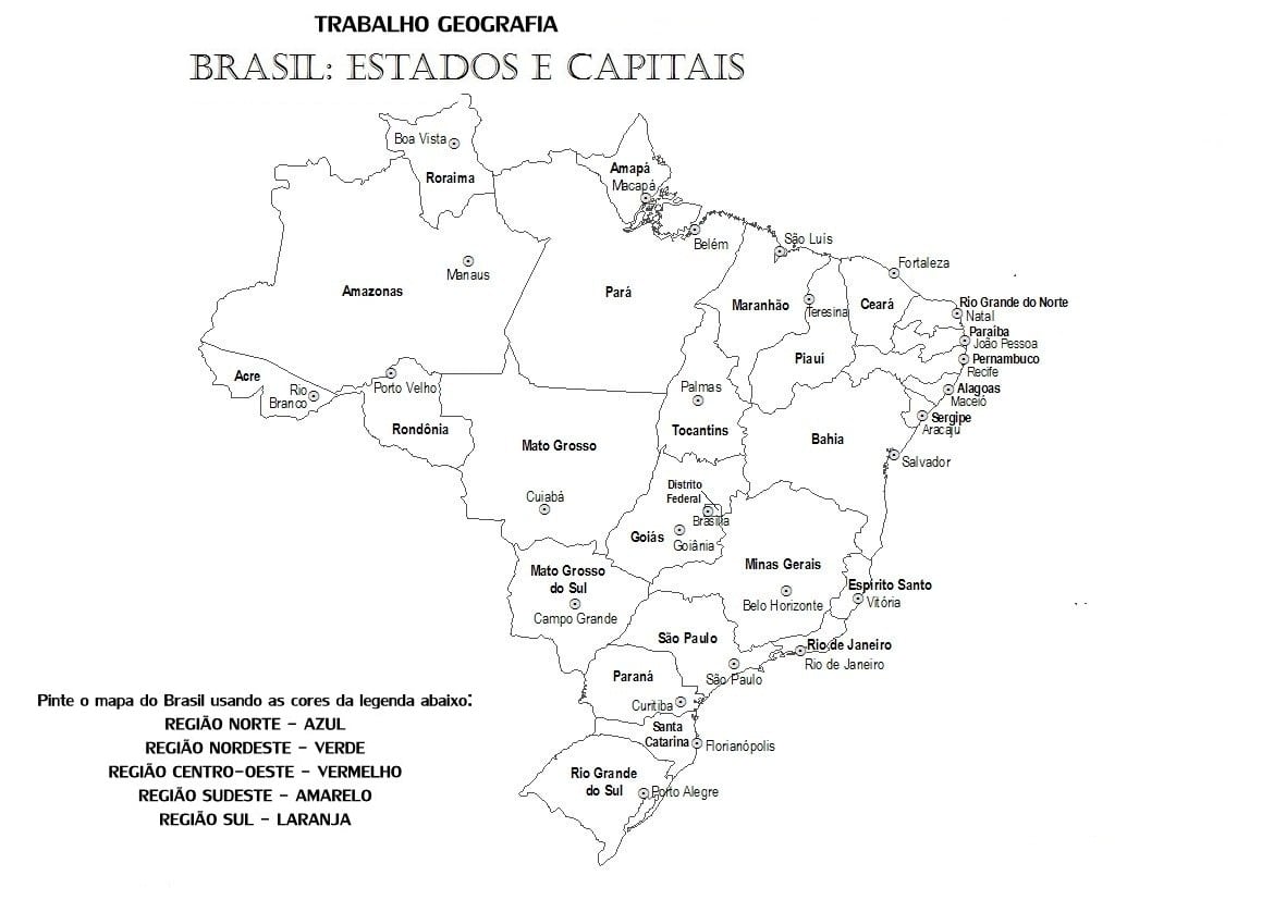Mapa Do Brasil Com Os Estados Para Colorir â Pampekids Net