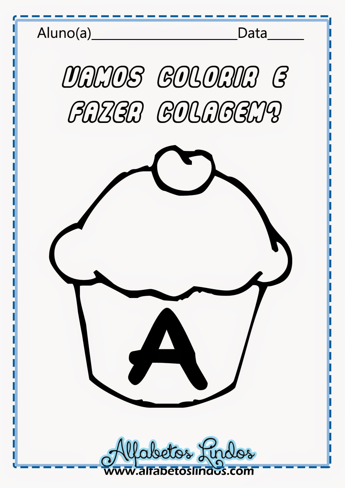 Atividade De AlfabetizaÃ§Ã£o  Alfabeto Cupcake Para Colorir E Fazer