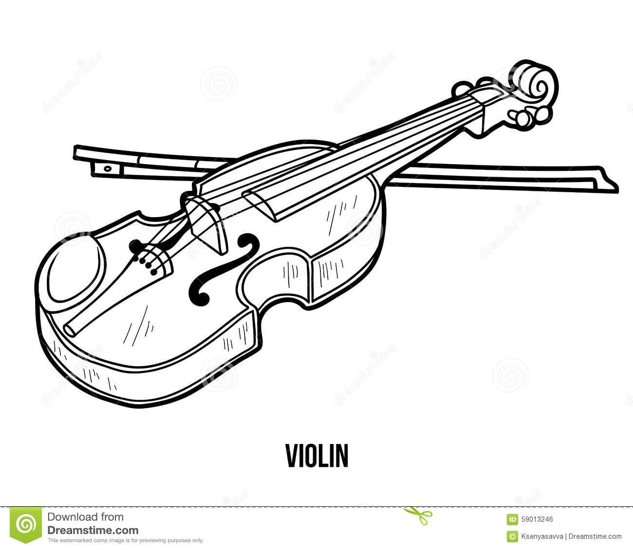 Livro Para Colorir  Instrumentos Musicais (violino) IlustraÃ§Ã£o Do