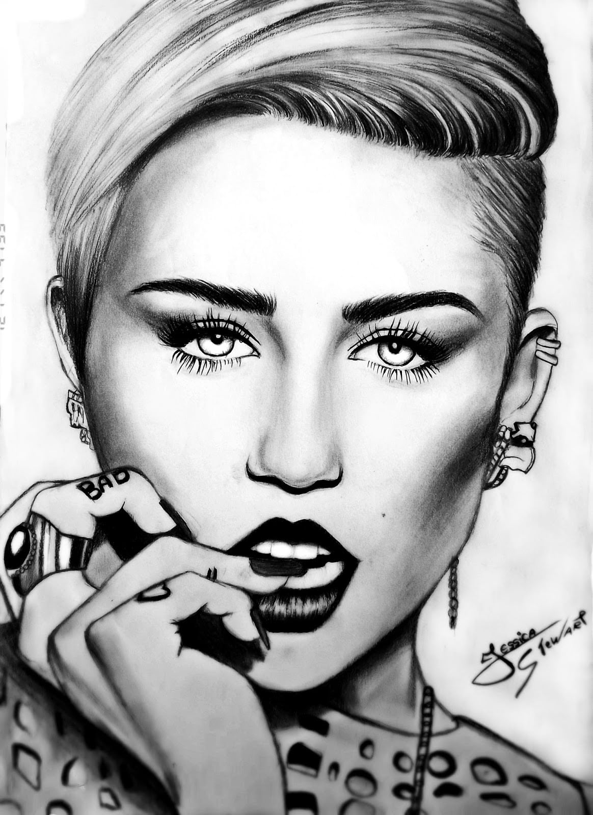 Desenhos De Jessicka Stewart  Desenho De Miley Cyrus Feito Por