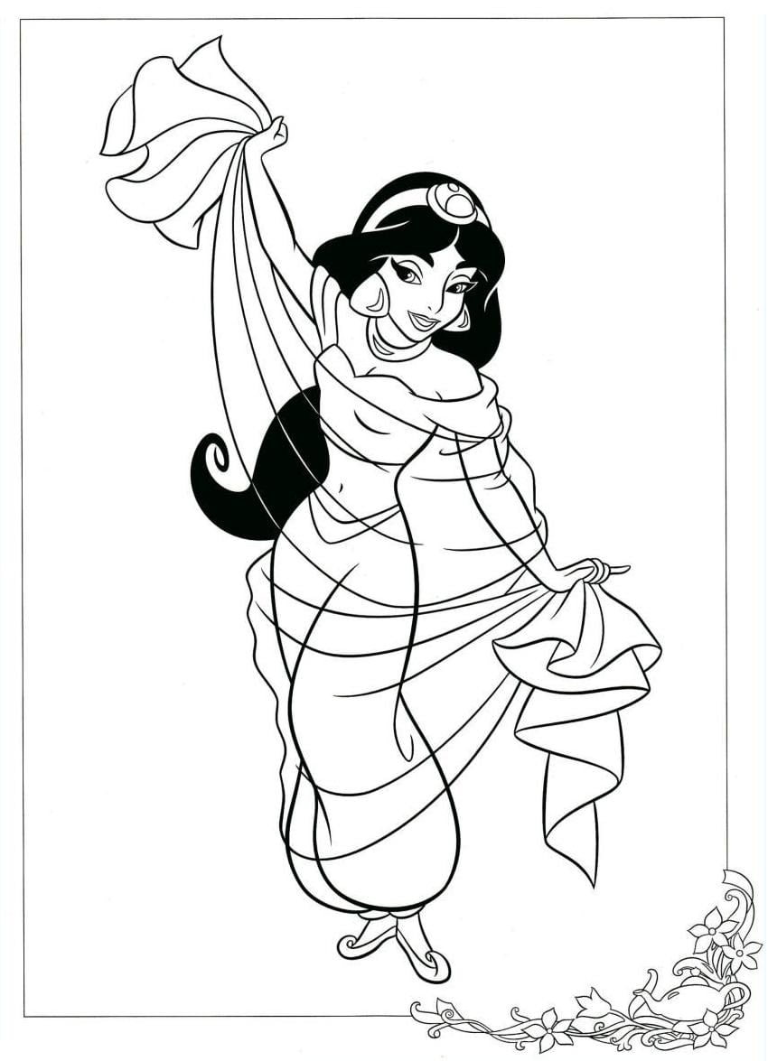 Desenhos De Aladdin E Princesa Jasmine Para Colorir, Pintar