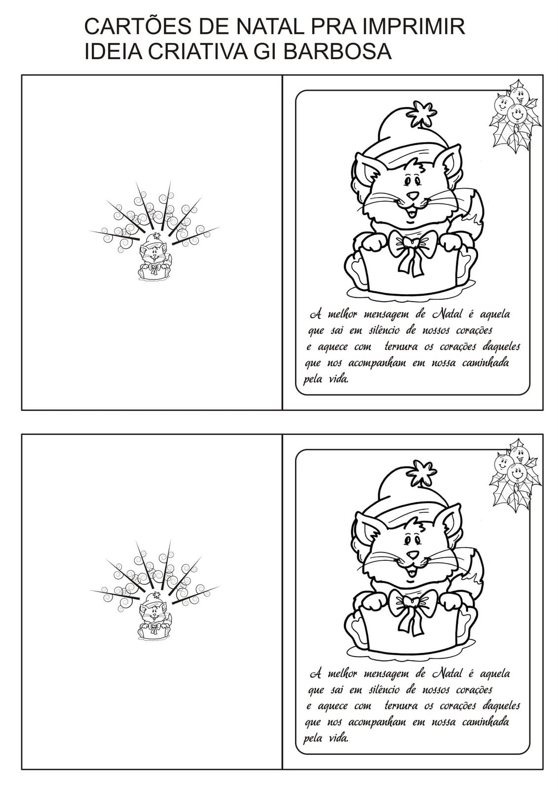 Cartao De Natal Para Imprimir E Colorir