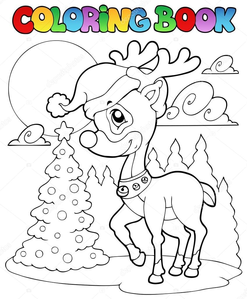 Veado De Natal Colorir Livro 1 â Vetores De Stock Â© Clairev  7213756