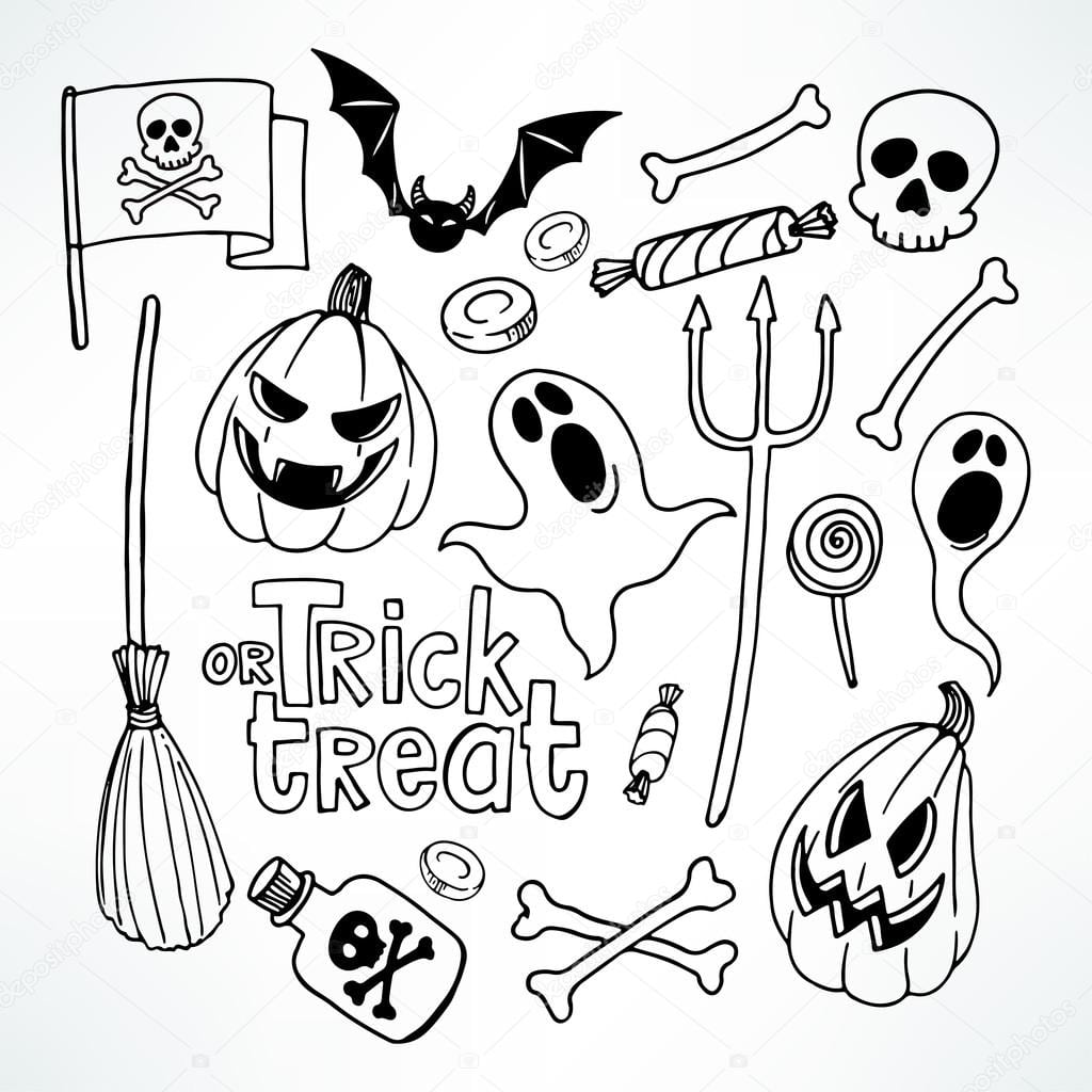 Desenho De Halloween Conjunto â Vetores De Stock Â© Grey_ant  85086028